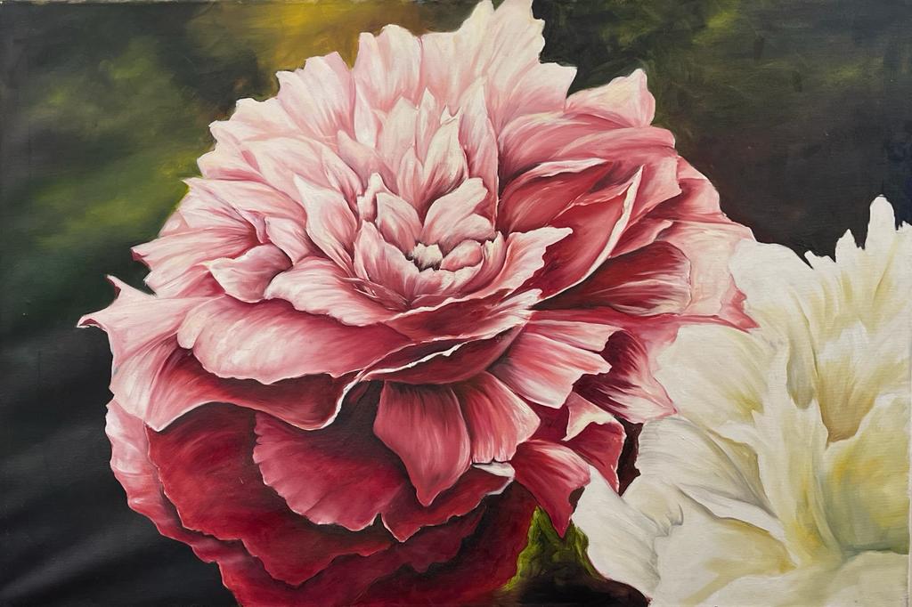 Peony and White Bloom