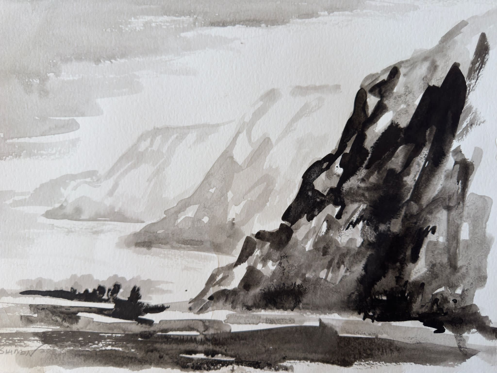 Cliffs in Ink Wash