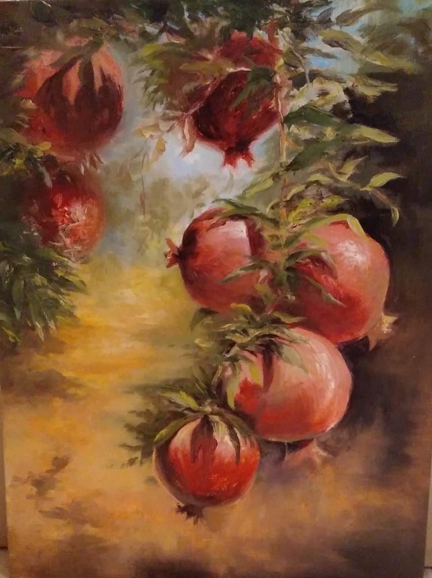 Pomegranate Branch in Golden Light
